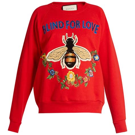 cotton sweatshirt with bee appliqué gucci|Women's Designer Luxury Sweatshirts .